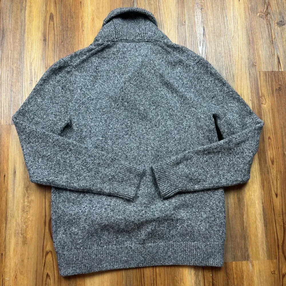 Men's Banana Republic Grey Gray Shawl Collar Sweater Preppy Marled Knit Medium